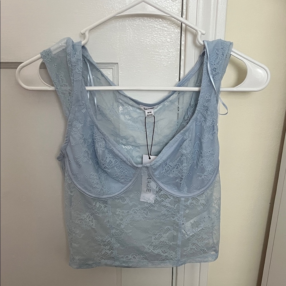 Elegant Lace Bralette in Light Blue